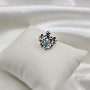 Intricate Sterling Silver 925 Turquiose Teardrop Tourtoise Ring